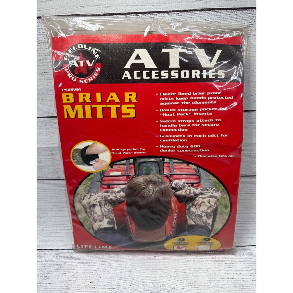 Fieldline Pro Series ATV Briar Mitts Fleece Lined Mossy Oak Handlebar Warmer NWT